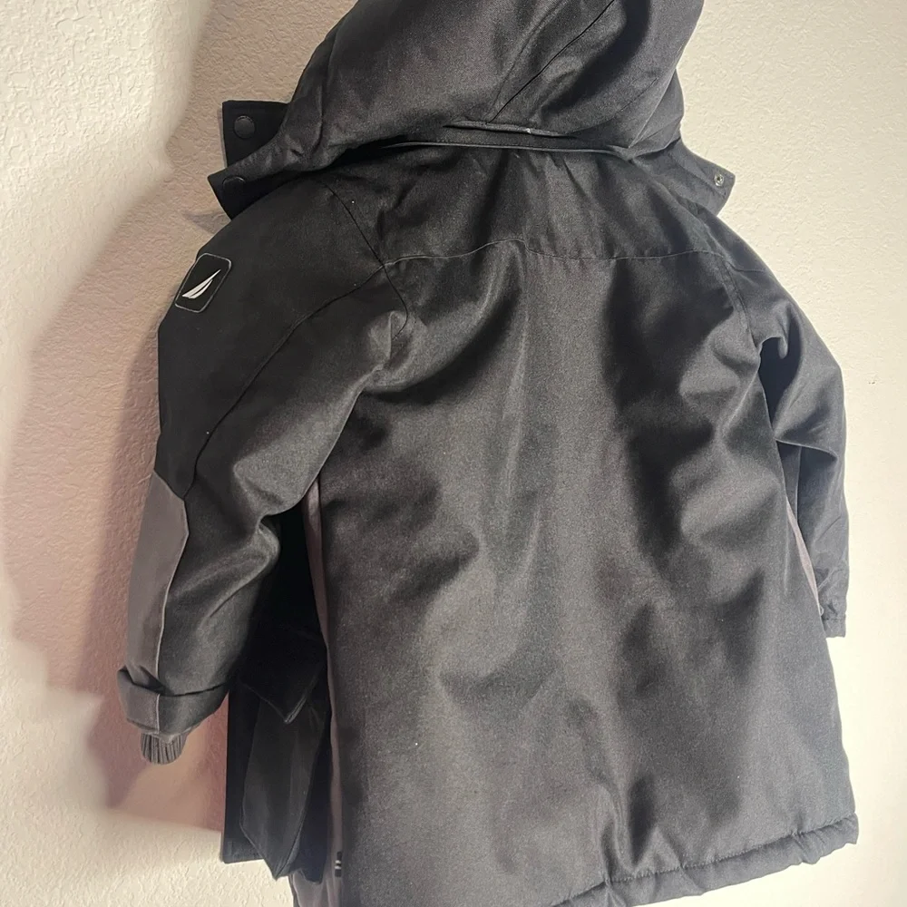 Nautica‎ Little Boys Full Zip Snorkel Jacket Sz. 4t Black Hooded Water Resistant